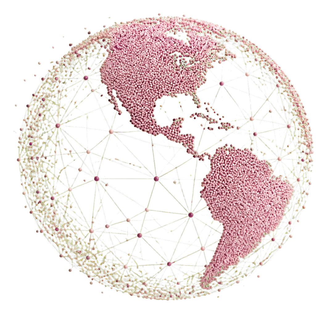 Globo de datos centrado en México y el continente americano